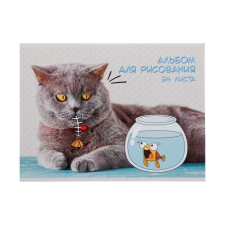Album for drawing A4, 24 sheets on the board "Lunch", cover coated paper 120 g/m², internal block offset 100 g/m²