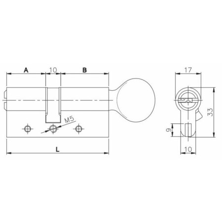 A cylinder mechanism with a turntable 164 dbm-e/80, 35+10+35 mm, 5 cl., Nickel color-1