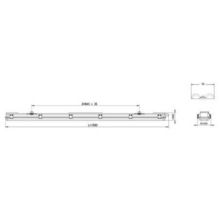 Lamp era SPP-101, 1590x104x62 mm, IP65, 100W, gray-4