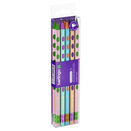 Pencil b/g of Berlingo "Metallic Ergo" HB, plastic, trihedral, sharpened, eraser, assorted-3