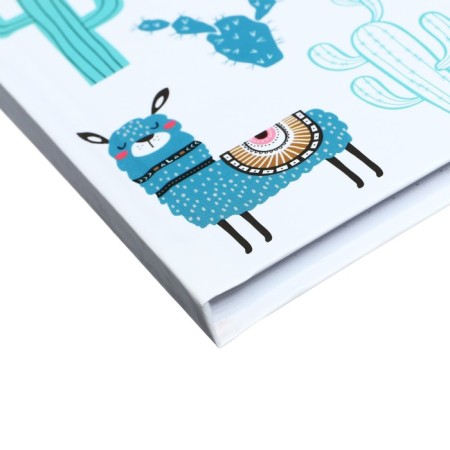 Note book A6 96 sheets in the Lama and Cacti cage, solid cover, matte lamination, elastic band-2