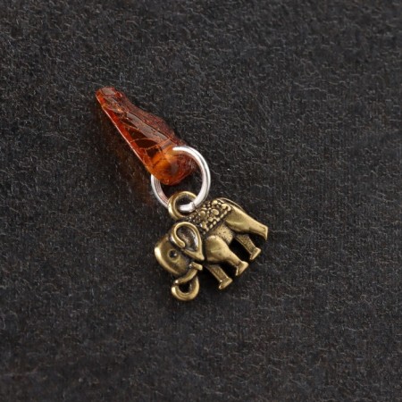 Talisman's keychain "Elephant", brass, amber-1