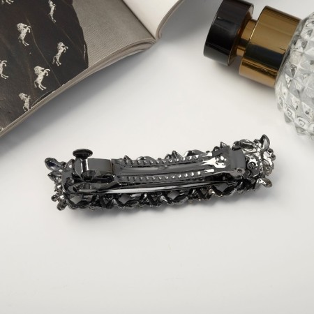 Halfish hair clip "Grace" Direct branches, 9 cm, silver-1