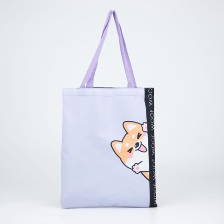 Bag-shop "Cute dog", without lightning, without lining, black/lilac color-8