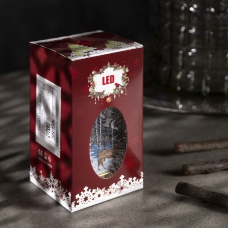 LED figure "Lantern with a deer" 6 × 13 × 6 cm, plastic, batteries AG13x3, glow warm white-3