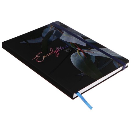 Notepad A5 96 sheets in a cage, Cosmic Eucalyptus, solid cover, matte lamination, soft-tach, selective varnish, elastic band, lies, lanca, block 70 g/m2-1
