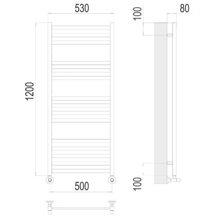 Water towel Terminus "Greta" P15, 500x1200 mm, lower connection, chrome-2