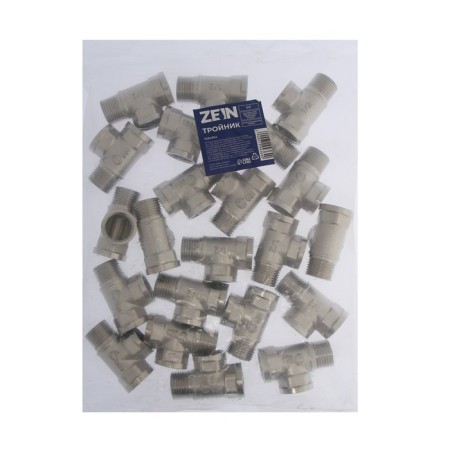 Zein tee, 1/2 ", internal/internal/outer thread, nickel -plated brass-2