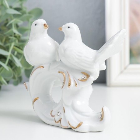 Souvenir ceramics "pigeons snow -white" rhinestones 9.5x11x4.2 cm-3