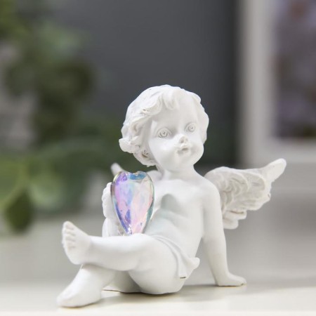 Suvenir Polystone "Snowty Angel Crystal Heart" 5x6x3 cm-3