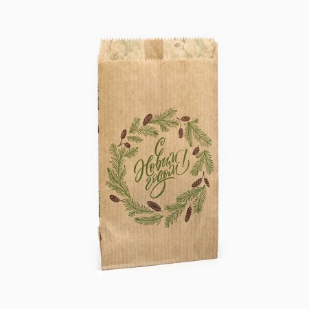 Package package, craft, “spruce twigs”, 8 x 16 cm without a window, New Year