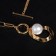Piece "chain" pearls in oval, white color in gold, ball 16, 45cm