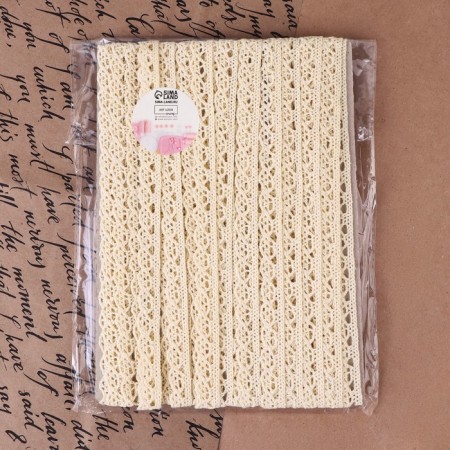 Knitted lace, 13 mm × 15 ± 1 m, beige color-3