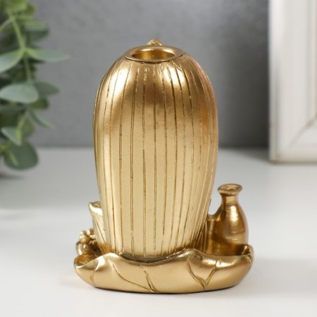 Board of incense Polystone "Little Buddha" gold 6.1x7.5x10 cm-2