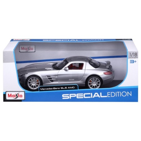 MASTO Die-Cast Mercedes-Benz Sls AMG machine, opening doors, 1:18, silver color-10