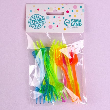 Plastic forks, in a set 12 pieces, color mix-3