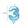Candle in the Cake "Fine", number "3", blue metallic, 6.5 cm