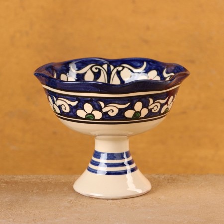Candy of Rishtan ceramics "Flowers", blue 14 cm,