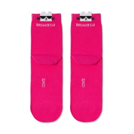 Women's socks with Pikot Conte Elegant Cat, size 23, Fuchsia color-2