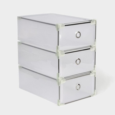 Shoe storage box Middle Size, 20 × 31 × 11 cm, 3 pcs, white color