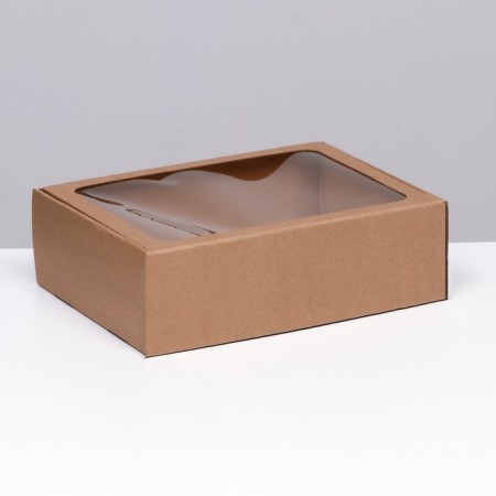 Self -charged box with a window, brown, 31 x 22 x 9.5 cm set 5 pcs