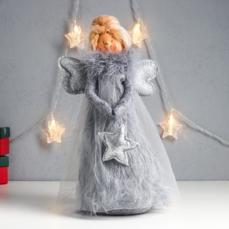 Interior doll "Angel in a gray dress with an asterisk" Pooh 37.5x11.5x18 cm