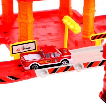 Parking "Fire Station", with metal machines and helicopter-5