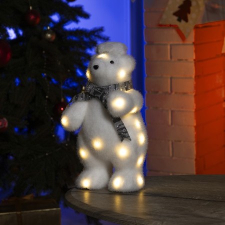 LED figure "Bear in a hat" 18 × 30 × 17 cm, phlock, AAX2 batteries (not complete), glow warm white