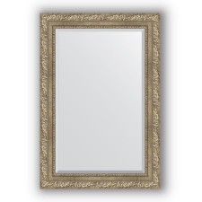 Mirror with fake in the baguette frame - Antique silver vignette 85 mm, 65 x 95 cm, evoForm