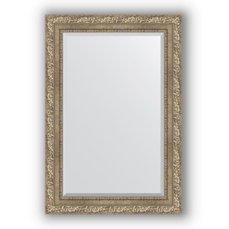 Mirror with fake in the baguette frame - Antique silver vignette 85 mm, 65 x 95 cm, evoForm
