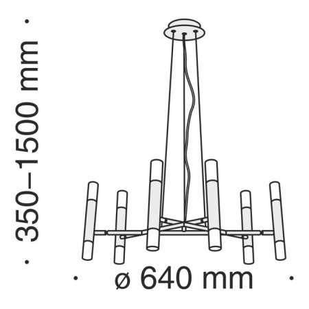 Suspension lamp Maytoni Mod031PL-12B, 12XG9, 25W, 64x64x150 cm, black color-2