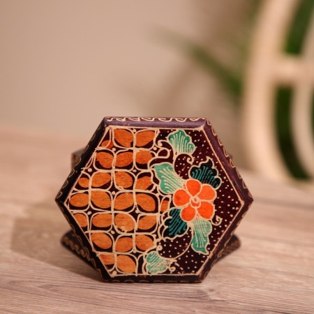 Wooden box, batik 10x11x7 cm-3