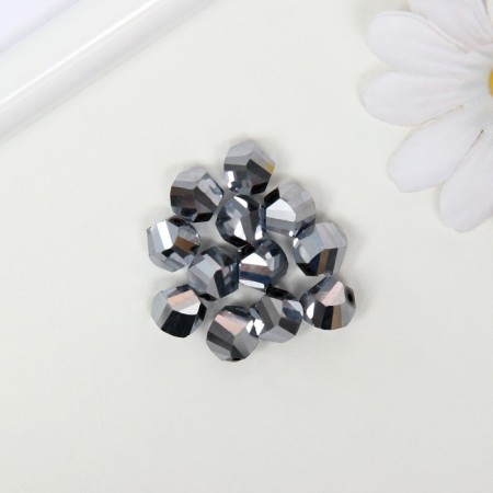 Busy glass, 10 mm, 12 pcs. silver