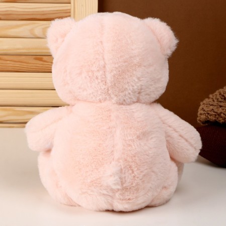 Soft toy "Bear", with a bow in peas, 26 cm, pink color-2