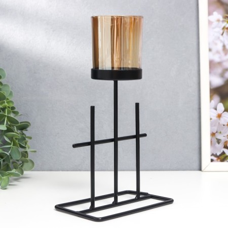 Summary Metal, glass for 1 candle "Arcana" D-5 cm, black 8.4x12.8x22.5 cm-2