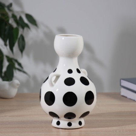 VAZA Ceramics Table "Picasso" (manual painting) Large peas, 22x12 cm, black and white-1