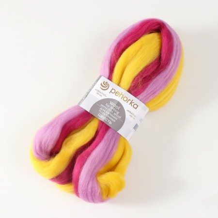Fasting wool 100% half-toned wool 50g (1509-multicolor (yellow/St. FIAL/T. Tsikhimen))-1