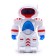 The robot is musical, light and sound effects, drives, white color