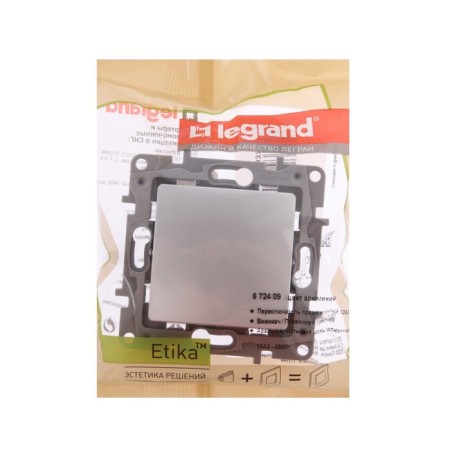 Switch intermediate Legrand Etika, 1-kl, screw terminals, 10 AX, 250 V, aluminum-2
