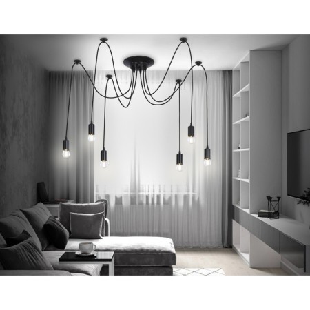 Luer Suspended Loft Ambrella Light, Traditional, TR8178, 6HE27, Black Color Black-1