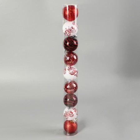 Set of balls plastic D-6 cm, 9 pcs "Melody" orbit of disco elites red, mix-1