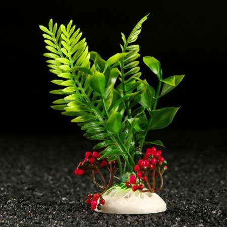 Artificial aquarium plant, 18 x 9 x 14 cm, red-1