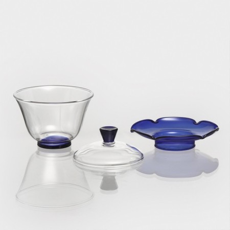 Glass Glass Pian for tea, 250 ml, with a stand and a lid-1