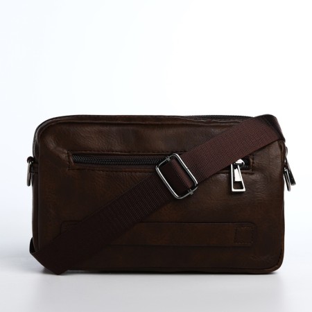Male bag over the shoulder, artificial leather, brown color-2