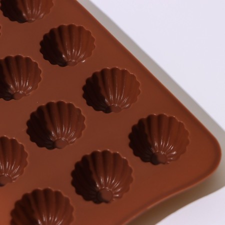 Form for chocolate “Assorted”, silicone, 21.5 × 10.4 × 1.5 cm, 15 cells, brown color-7