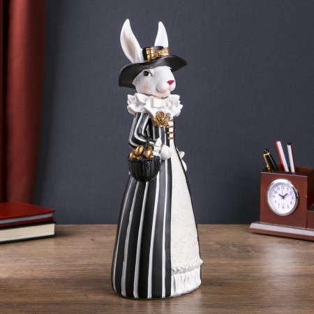 Souvenir Polystone "Bunny-Private lady with a basket" 35x13.5x10.5 cm-1