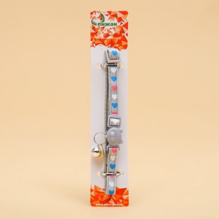 Fly collar "tender tenderness", with a bell and suspension, 30 x 1 cm, polyester, gray-5