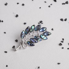 Galiotis brooch-column curl with pearls, green color in silver