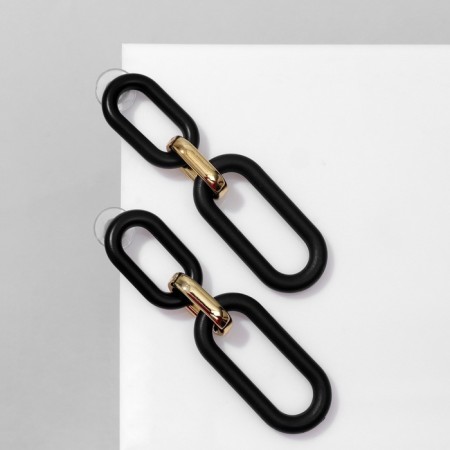 Earrings hanging “chain” ovala, 3 links, golden-black color, 7 cm-4