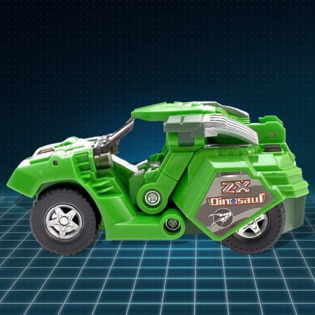 A robot with a dinobot transformation, light and sound effects, green colors-4